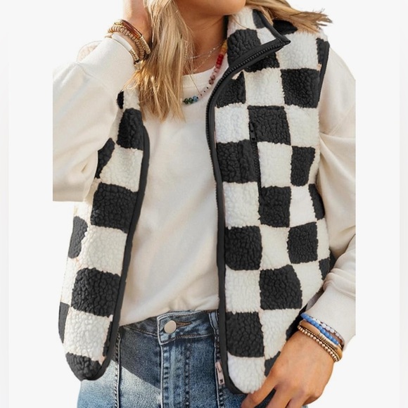 Jackets & Blazers - Checkered Black and White Women's Jacket
